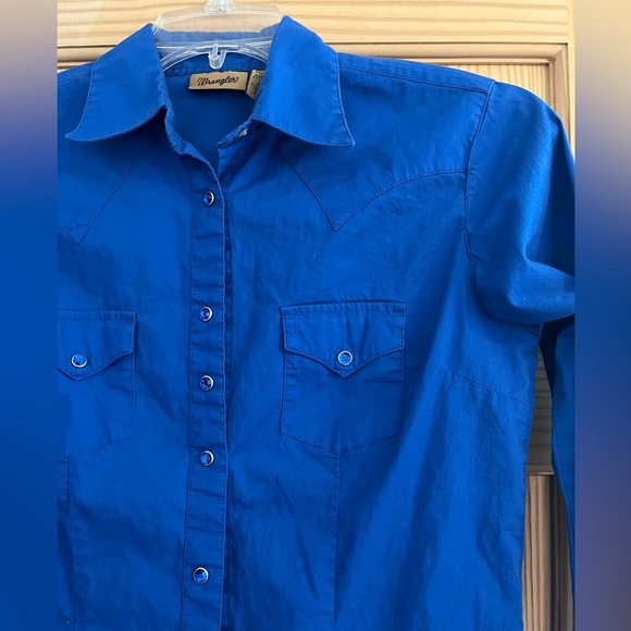 Royal Blue Wrangler Long Sleeve Blue Snaps Size Small - Picture 7 of 8